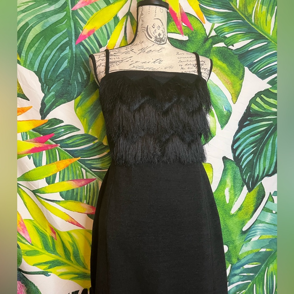 NWT $158 Banana Republic 8 Fringe Strap/less Black Sheath Fitted Preppy Dress